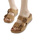 thumbnail image 4 of Juebong Sandals clearance Leather Sandals Women Dressy Summer 2024 Peep Toe Platform Sandals Shoes Beach Wedges Ladies Flip Flops Orthopedic Sandals, 4 of 5