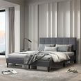 thumbnail image 4 of Costway Lit Plateforme Grand Rembourré Base de Matelas Tête de Lit Capitonnée Gris, 4 of 10