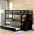 thumbnail image 2 of Cfowner Solid Wood Twin-Over-Twin Stairway Bunk Bed with Twin Size Trundle and 3 Storage Stairs, Full Length Guardrail for Guests Room,Bedroom, 2 of 7