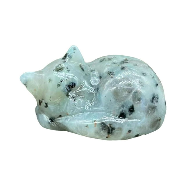 Under 10 Desktop Ornament Natural Quartz Crystal Sleeping Cat Decoration Crystal Cat Sleeping Statue 2 Inch Opal Cat Crystal Statue Statue for Home Meditation