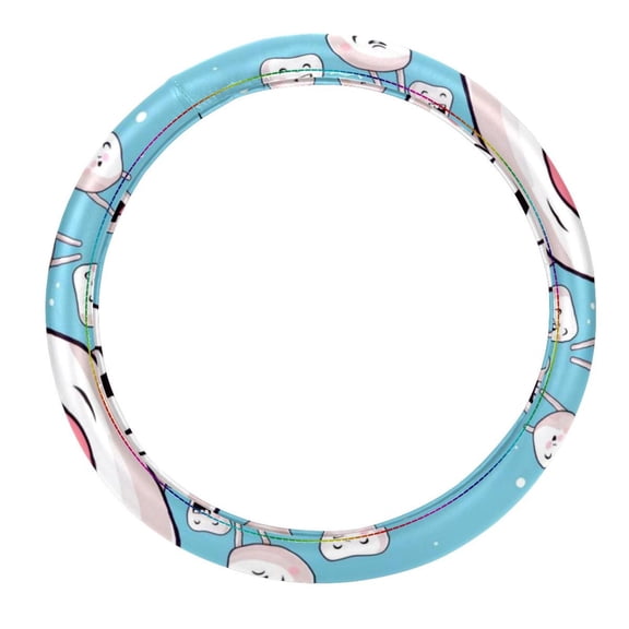 Tiny Teeth Stylish Mother's Day Steering Wheel Cover, 14.5 Inch PVC Leather Car Wheel Cover