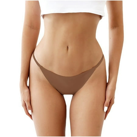 Bigersell Womens Cotton Panties Clearance Cheeky Underwear Women Tangas Panty Style P-1451 Spandex Shaping Panties Seamless Thongs Ladies Briefs High Waist Women s Panties Coffee XL