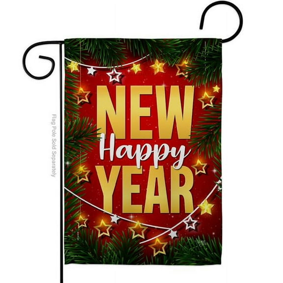 Breeze Decor G166018-BO Lightful New Year Garden Flag Winter 13 x 18.5 in. Double-Sided Decorative Vertical Flags for House Decoration Banner Yard Gift
