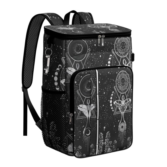 Sac à Dos Glacière Cosmique - Imprimé Éthéré de Rafale de Soleil et d'Éléments Lunaires, Sac Glacière Souple de 20 L avec Multiples Poches pour Pique-Nique, Voyage, Fêtes