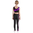 thumbnail image 4 of CHICTRY Girls 2 Piece Activewear Tank Crop Top with Leggings Dance Outfit Yoga Workout Gym Suit Purple&Rose 14, 4 of 7