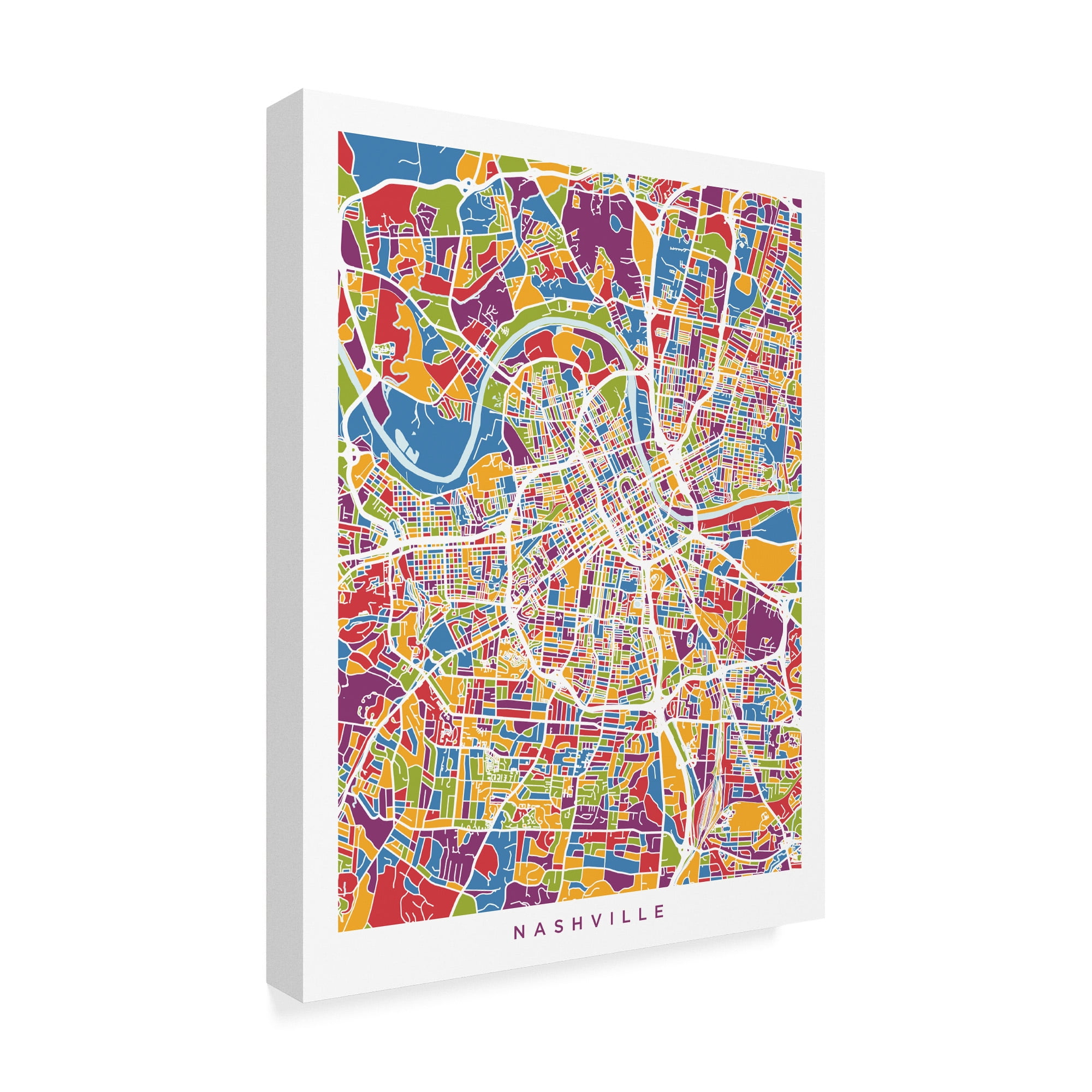 Trademark Fine Art 'Nashville Tennessee City Map Color' Canvas Art by Michael Tompsett