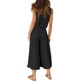 thumbnail image 4 of Roylamp Women's Summer 2 Piece Outfits Round Neck Crop Basic Top Cropped Wide Leg Pants Set Jumpsuits High quality, 4 of 5