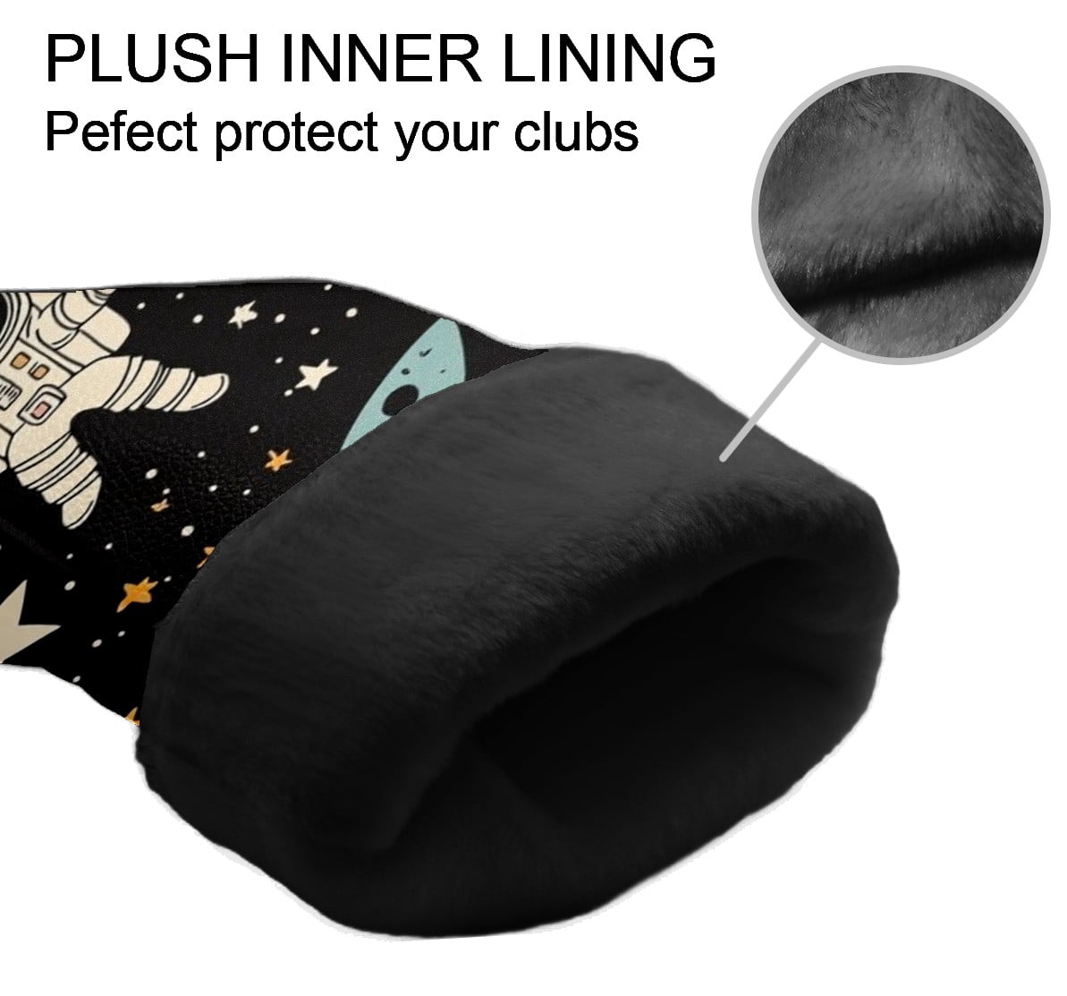 Golf Head Covers Astronaut & Planet Design for Driver, Wood & Hybrid, Premium Waterproof PU Leather with Plush Lining, Space Themed Golf Gifts