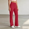thumbnail image 4 of YHAJDS Womens Workout Gym Yoga Pant Solid Color Stretchy Casual Trousers With Pockets, 4 of 9