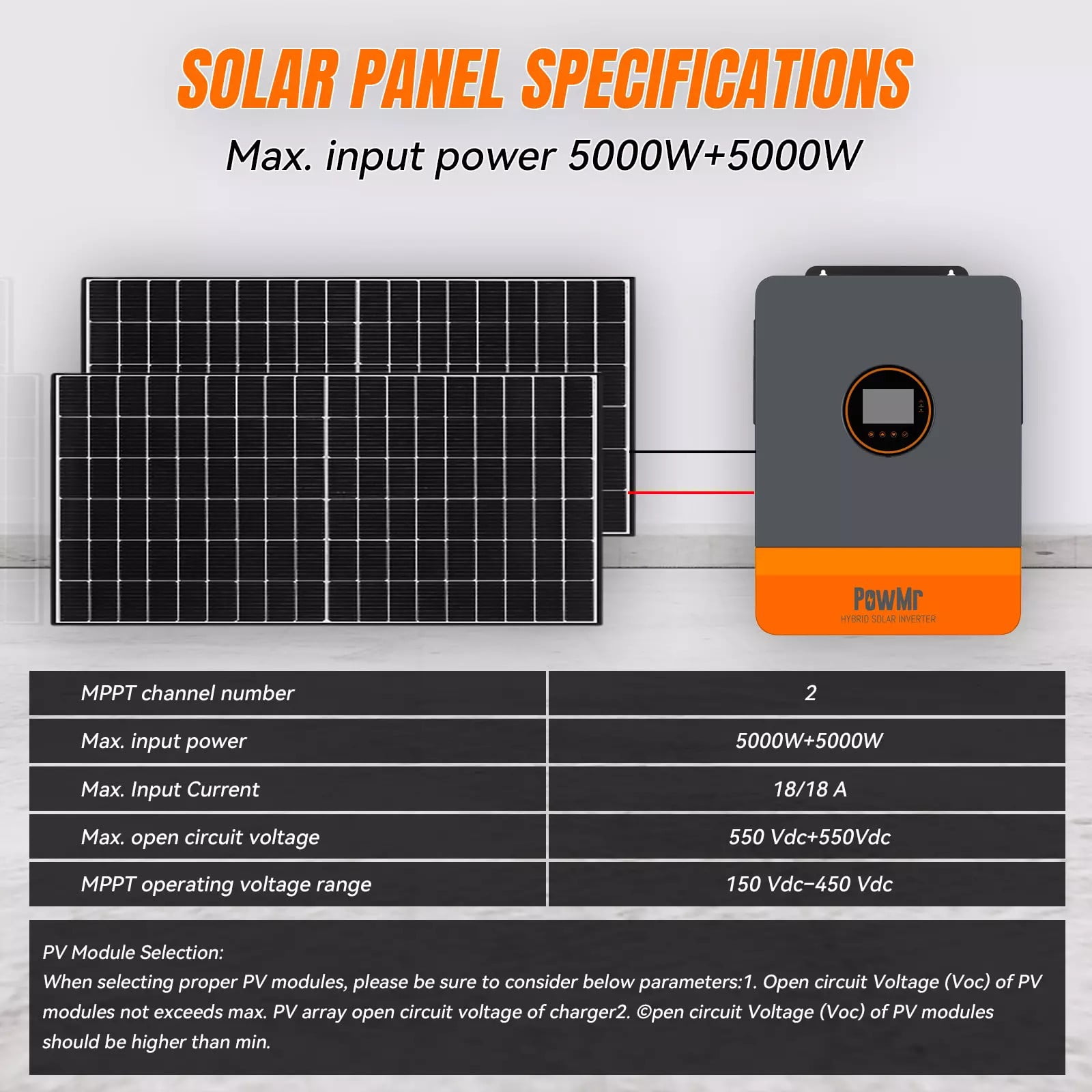 PowMr 6500W 48V Solar Inverter Hybrid Split Phase 120V/240V 140A MPPT Controller Support In Parallel for Flooded Lead-Acid Sealed Gel Lithium Battery