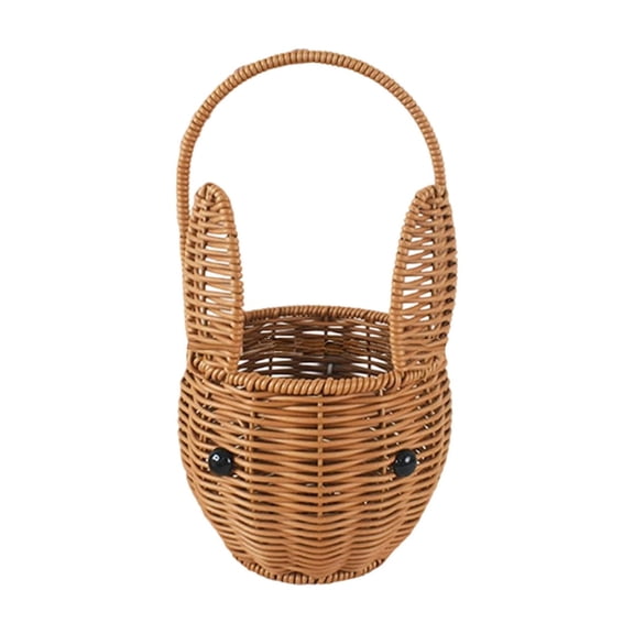 Hiroekza Easter Bunny Baskets Bags, Portable Storage Basket Rabbit Organizing Picnic Hamper Rabbit Shaped Hand Woven Baskets with Handle for Shelves Restaurant