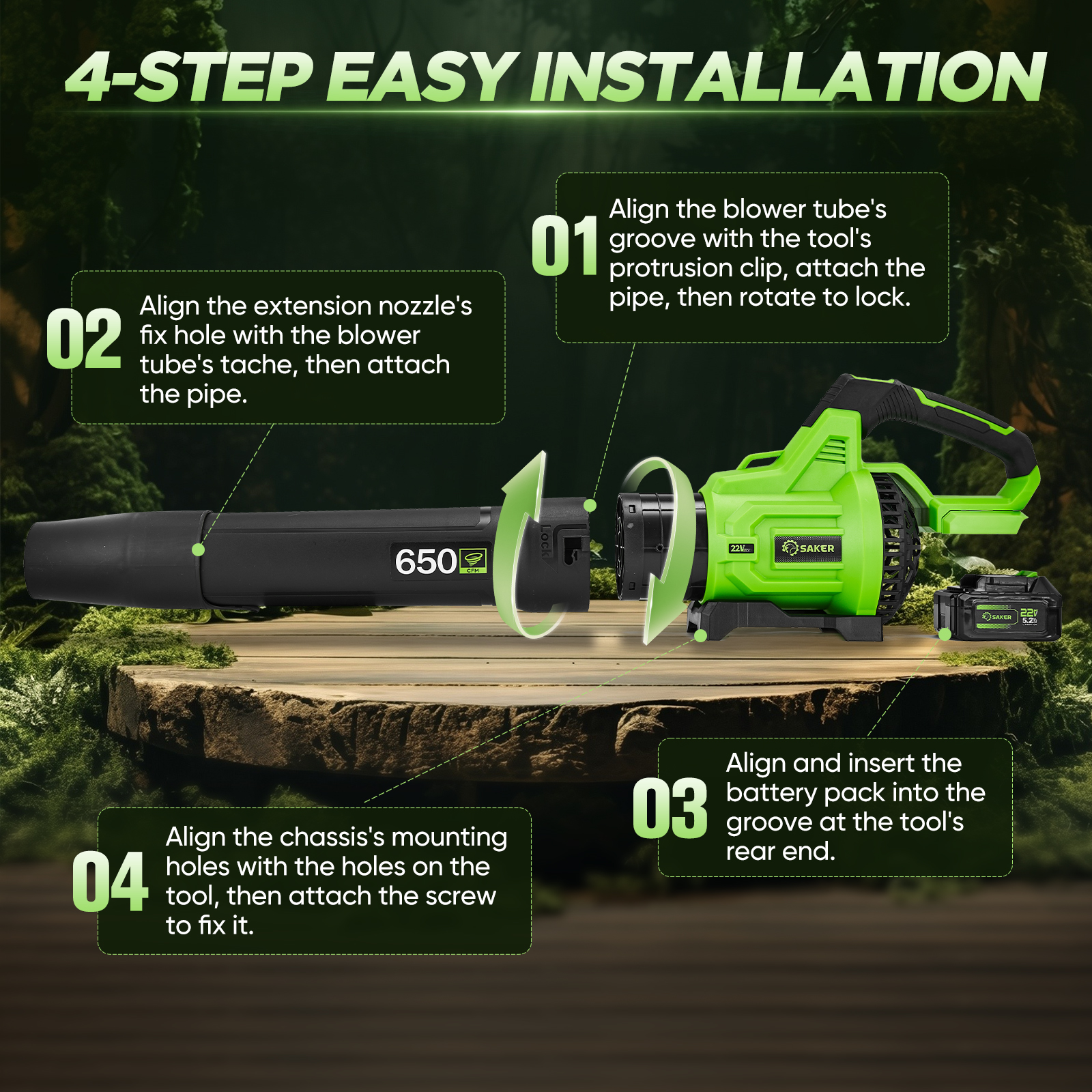 Saker Cordless Leaf Blower with Dual 5.2Ah Batteries photo 5