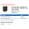 thumbnail image 2 of A/C Control Relay - Compatible with 1995 - 1999, 2001 - 2005, 2007 - 2010 Chrysler Sebring 1996 1997 1998 2002 2003 2004 2008 2009, 2 of 2