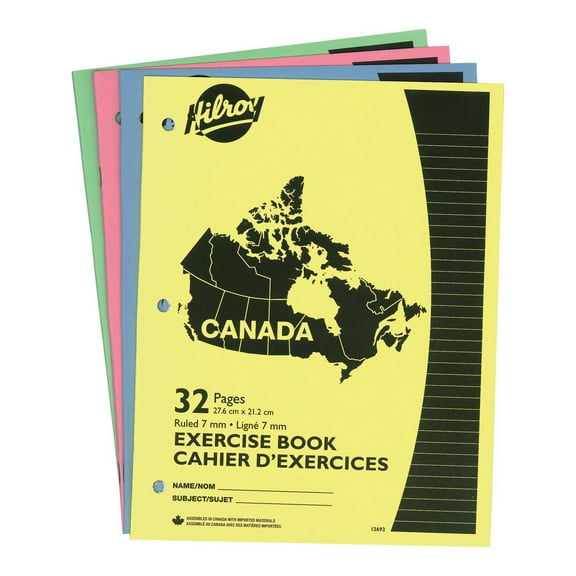 Hilroy® Canada Exercise Book, 4-pack , 10-7/8" X 8-3/8", 32 Pages