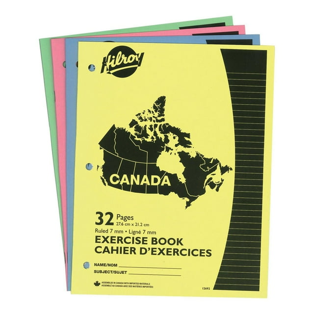 Hilroy® Canada Exercise Book, 4-pack , 10-7/8" X 8-3/8", 32 Pages