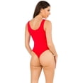 thumbnail image 3 of YELETE Women's V-Neck Basic Tank Top Bodysuit, Red, 3 of 4