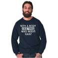 thumbnail image 4 of With A Body Like This Who Needs Hair Men's Big & Tall Crewneck Sweatshirt Brisco Brands 3X, 4 of 5