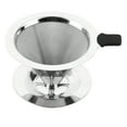 thumbnail image 2 of Coffee Filters One Cup Coffee Maker Drip Stainless Steel Silver 1Pc Stainless Steel Pour Over Coffee Dripper Double Layer Mesh Filter Cup Stand  Use, 2 of 8