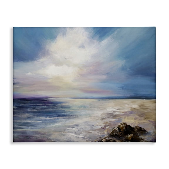 Stupell Industries Serene Clouds over Beach Landscape & Nature Painting Wrapped Canvas Canvas Art Print Wall Art, 20 x 16