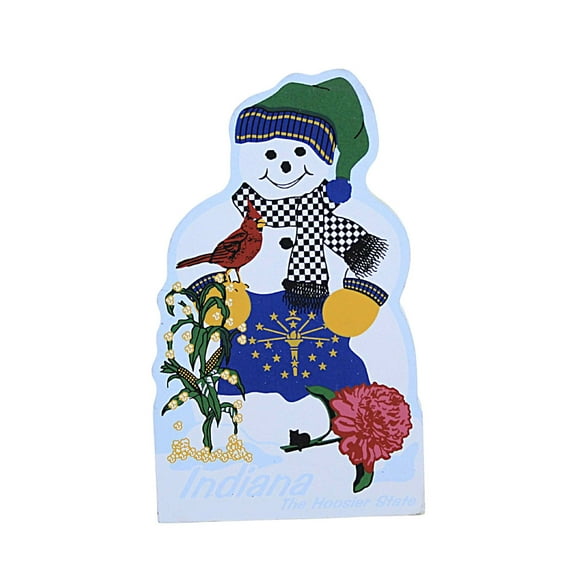 Cats Meow Village Indiana Snowman Wood State Hoosier Christmas Ra862