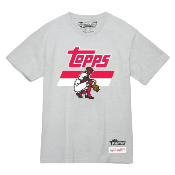 Mitchell Ness Topps Heritage Grey Stripe Catcher Tee