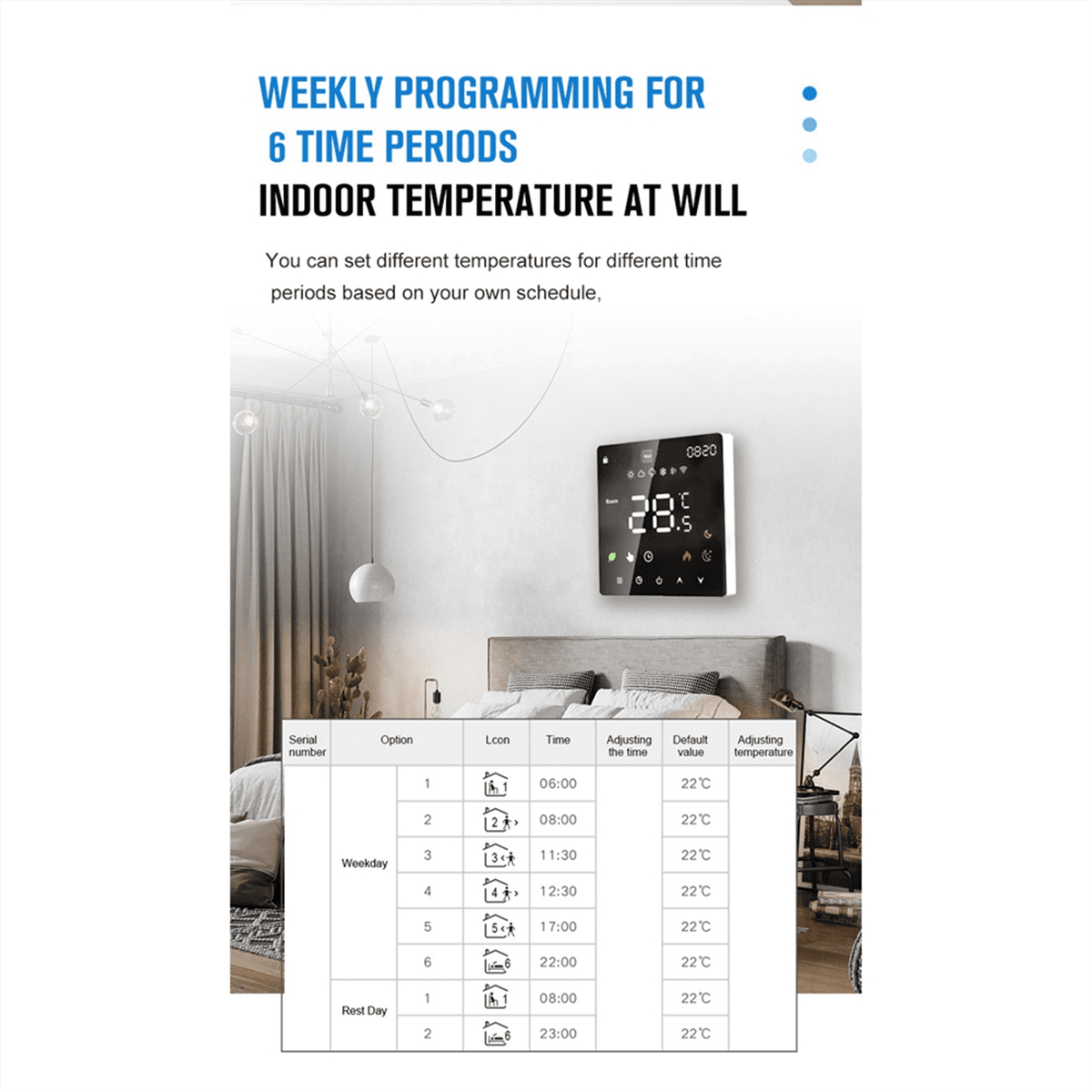 WIFI Graffiti Touch Screen Heating Thermostat Smart Thermostat WIFI Black 3A Plumbing/Wall Hanging Boiler