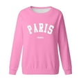 thumbnail image 4 of Arlun Paris College Sweatshirts for Women Oversized Trendy Soft Comfortable Crewneck Sweatshirts Casual Letter Graphic Print Hoodless Pullover Tops 2025 New Fall Winter Pink XL, 4 of 4