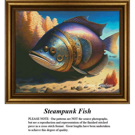 Fantasy Cross Stitch Patterns | Steampunk Fish (Pattern Only You Provide The Floss and Fabric)