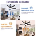 thumbnail image 5 of Skvevn Ceiling Fans with Lights and Remote, 52-inch Indoor/Outdoor Black Modern Fan with Quite Noiseless and Adjustable Light 6 Speed for Patio Living Room Bedroom, 5 of 7