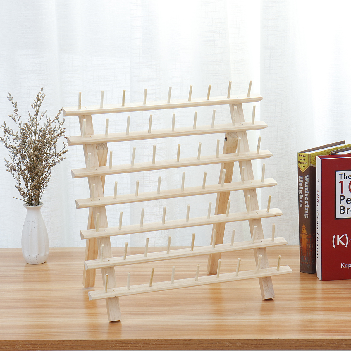 63 Spool Wood Thread Cone Holder Rack Sewing Quilting Embroidery