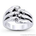 thumbnail image 1 of Dolphin Pod Spirit Animal Charm Stackable Right-Hand Boho Ring in Oxidized .925 Sterling Silver, 1 of 1