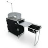 Camco 51097 Deluxe Camping Kitchen/Grill Table with Integrated Lantern Holder, Stainless Steel Top, and Wash Tub