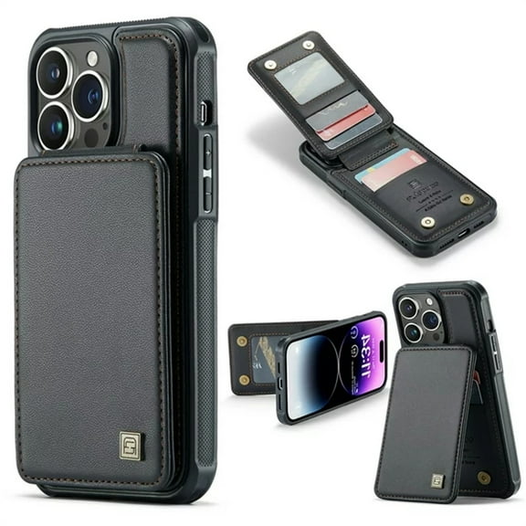 Mantto for iPhone 12 Pro Max Case with Card Holder, Premium PU Leather Back Flip Wallet Case for Women Men with RFID Blocking Card Slots Magnetic Clasp Shockproof Kickstand Phone Cover,Black