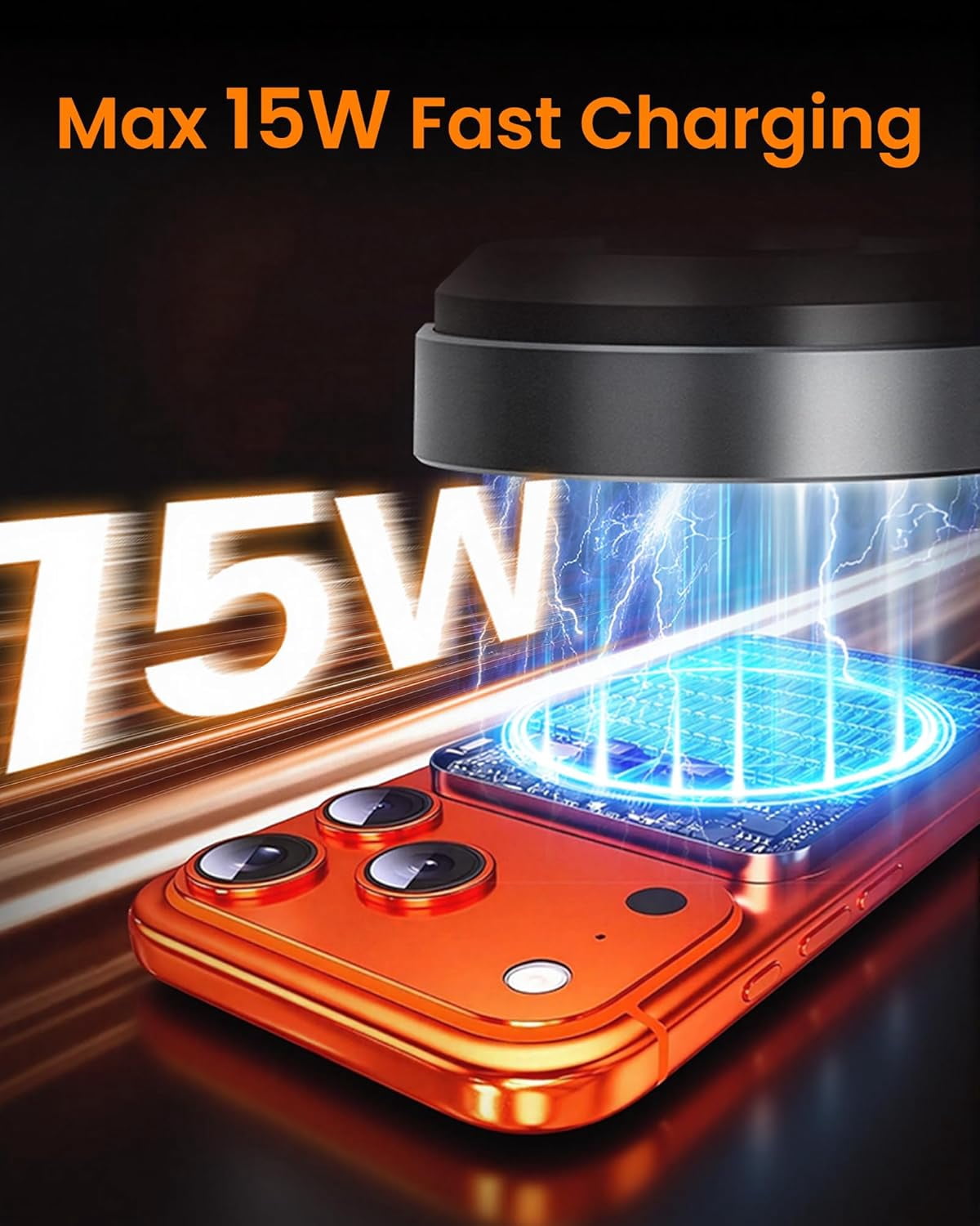 MHAWBL-for MagSafe Car Mount Charger, 15W Fast Wireless Cars Charger with Retractable Charging Cable, Magnetic Car Phone Holder for iPhone 17/16/15/14/13/12 Series (Plus & Mini) (Black)