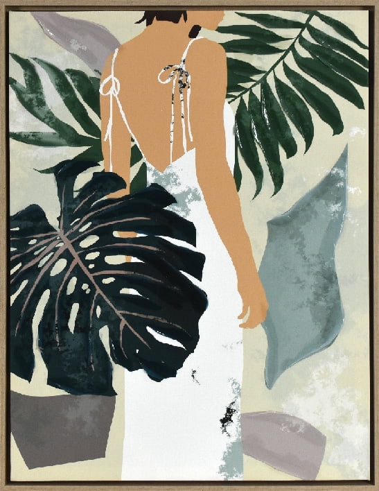 Crystal Art Gallery CA 18x23 Summer Shades I by Melissa Wang Framed Canvas Wall Art, Modern Tropical Abstract Woman Artwork