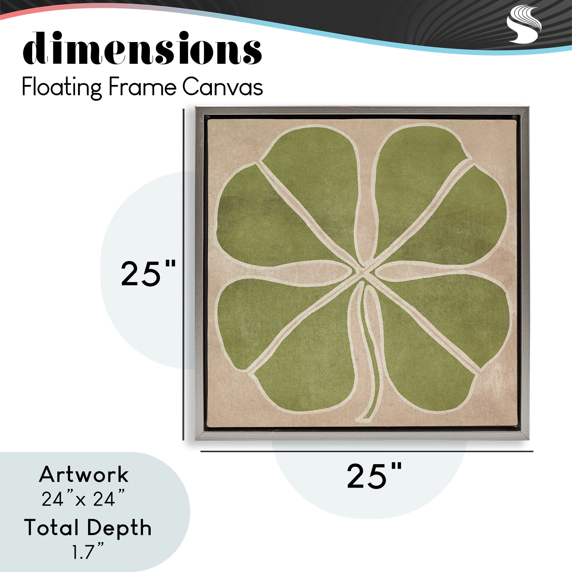 Neutral Symmetrical Clover Gray Framed Floater Canvas Wall Art, design by June Erica Vess