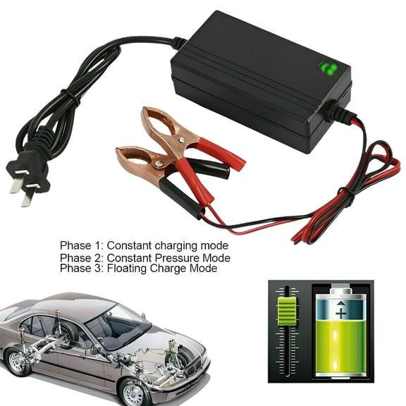 GJX Portable 12V Auto Car Battery Charger, Truck Trickle Maintainer, Boat, Motorcycle