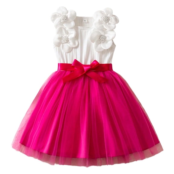 Toddler Girls Sundress Elegant Floral Forbirthday Celebration Formal Occasion Gown Flower Girl Dresses Size 4-5T