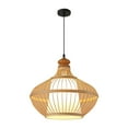 thumbnail image 4 of Runquan Bamboo Woven Pendant Lamp with Adjustable Cord Handmade Traditional Rustic Weave Ceiling Light for Kitchen Restaurant Hallway, 4 of 8