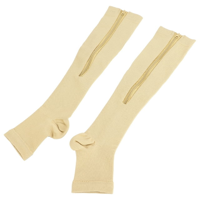 Open Toe Compression Stockings, Nylon Slim Leg Socks Shaping Zipper Breathable For Outdoor Sports For Men For Walk For Women S/M,L/XL