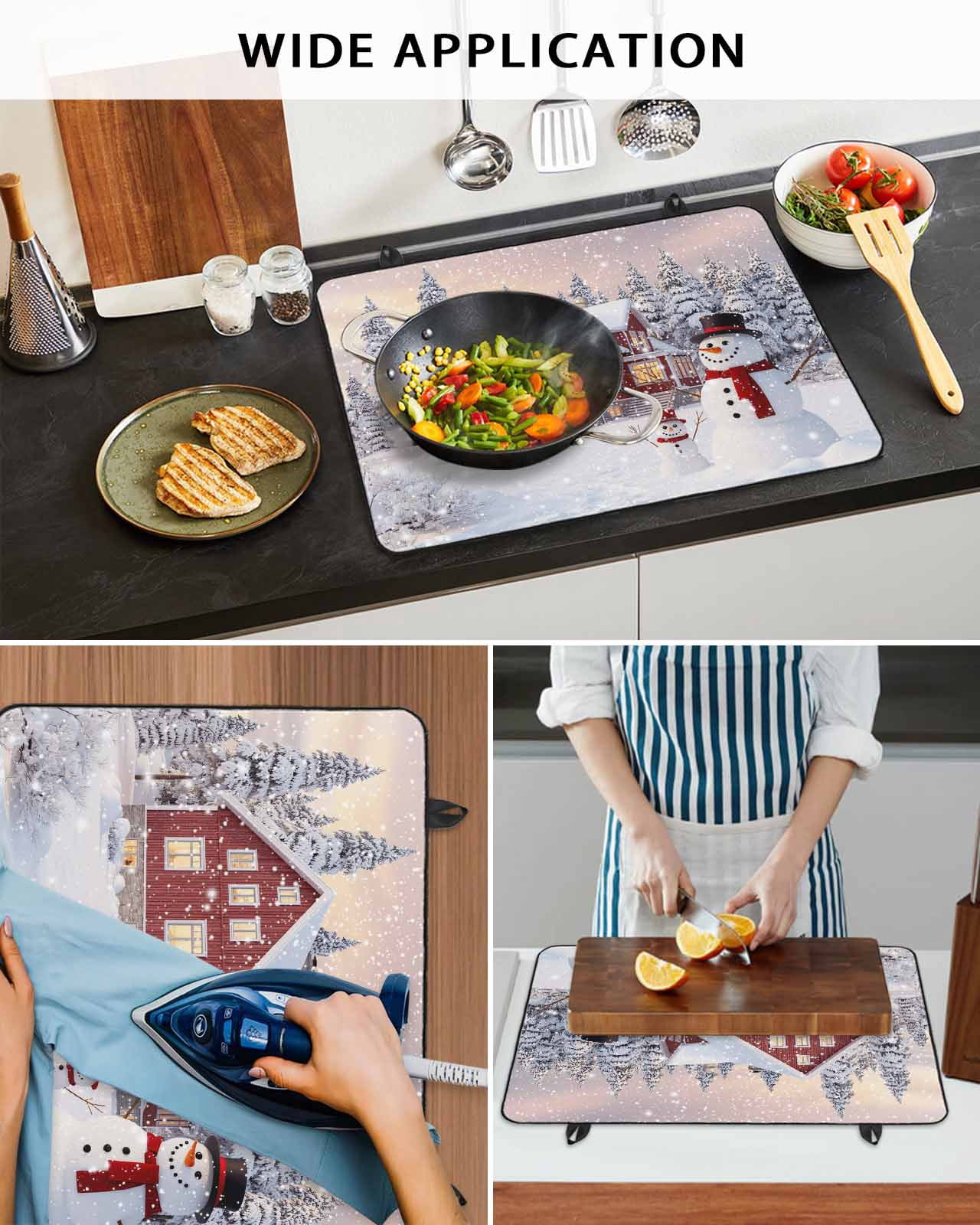Large Induction Cooktop Protector Mat Christmas Stove Top Covers for Electric Stove, Farmhouse Snowflake Snowman Xmas Tree Decorative Stove Burner Cover Mats, Glass Top Stove Cover
