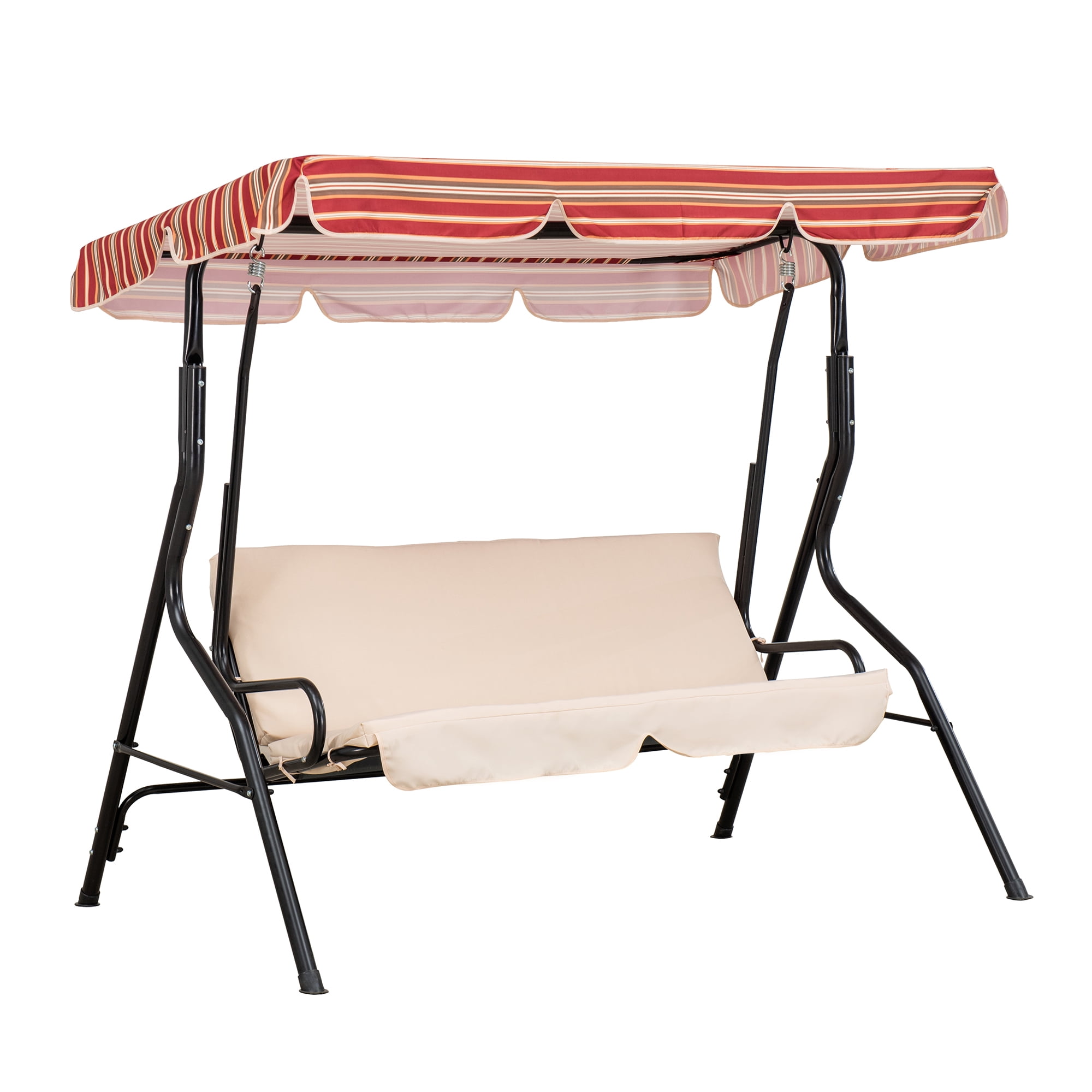 Sunjoy Group Steel Porch Swing with Awning, Black