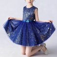 thumbnail image 5 of AHTJRT Flower Girl Dresses Sleeveless Sequin Sparkly Tulle Dress Wedding Pageant Princess Birthday Fancy Tween Girl Dresses Blue 7-8 Years, 5 of 8