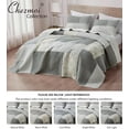 thumbnail image 5 of Chezmoi Collection 3-Piece Muted Gray White Ivory Floral Plaid Patchwork Cotton Quilt Reversible Lightweight Bedspread Set, Super Wide King 128x110, 5 of 9