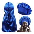 thumbnail image 1 of Gorro de pelo de seda para hombres y mujeres durmientes, gorros a juego y juego Durag, 2 uds., 1 of 5