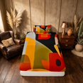thumbnail image 4 of Manfei Abstract Mid-Century Twin Sheets, Minimalist Leaf Bedding, Orange Red, Black Reversible 3-Piece1 Flat Sheet + 1 Fitted Sheet + 1 Pillowcase, 4 of 6