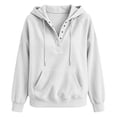 thumbnail image 6 of Gamivast Women's Pullover Hoodie Henley Button Neck Hooded Sweatshirt Waffle Knit Long Sleeve Tops with Kangaroo Pocket Casual Lounge Fall Clothing Daily Wear White L, 6 of 6