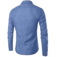 thumbnail image 4 of lmcalzta Mens Casual Long Sleeve Shirts Button up Lapel Collar Slim Fitted Shirt Solid Color Comfy Basic Shirt Tops, 4 of 7
