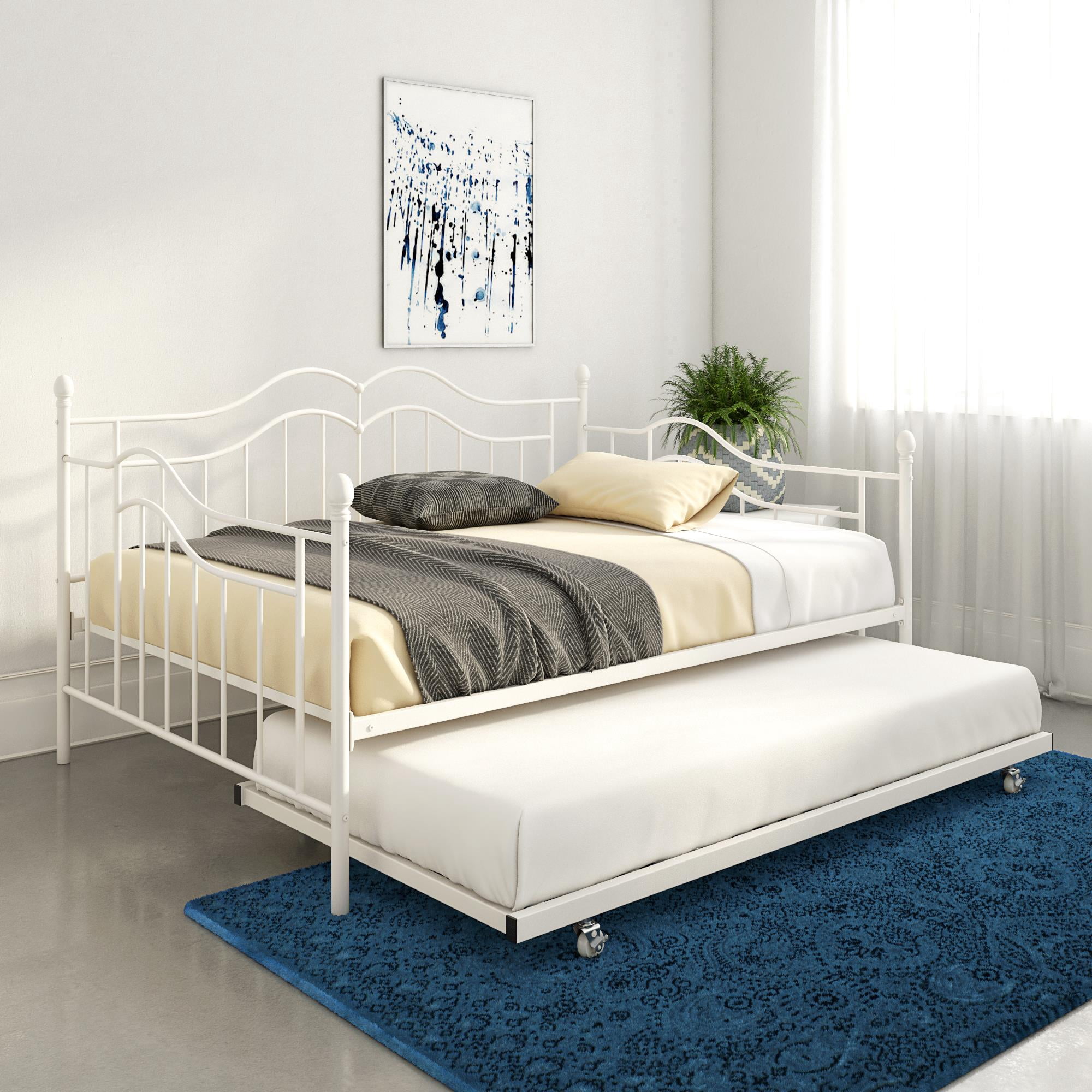 DHP Tokyo Metal Daybed and Trundle, Full/Twin, White