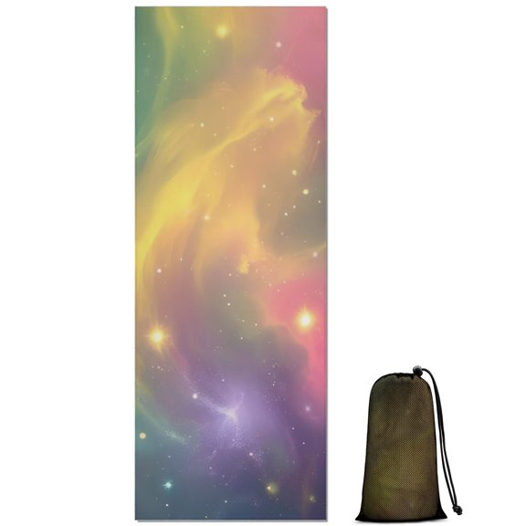 Colorful Tie Dye Nebula Pattern Hot Yoga Mat Towel Non Slip for Hot Yoga - Quick-Drying Yoga Mat Cover with 4 Corner Pockets with Travel Bag - Hot Yoga Towel Non Slip 70"x26"